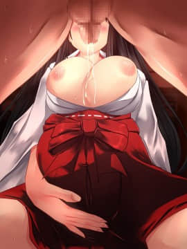 (同人CG集) [梅洞てんぷりゃー] Jカップ爆乳女子校生巫女が処女喪失から受精まで繰り返される膣内射精により清純さと淫靡さを併せ持つ尊巫女になった話_383_185