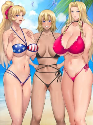 [焼酎MAC(ほずみけんじ)][陰キャ弟が南国ビーチで金髪爆乳母娘をまとめて寝取って孕ませる話]_407_406