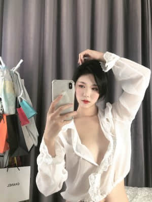抖娘利世 - 透視雪紡+碎花內衣+定制三合集_029